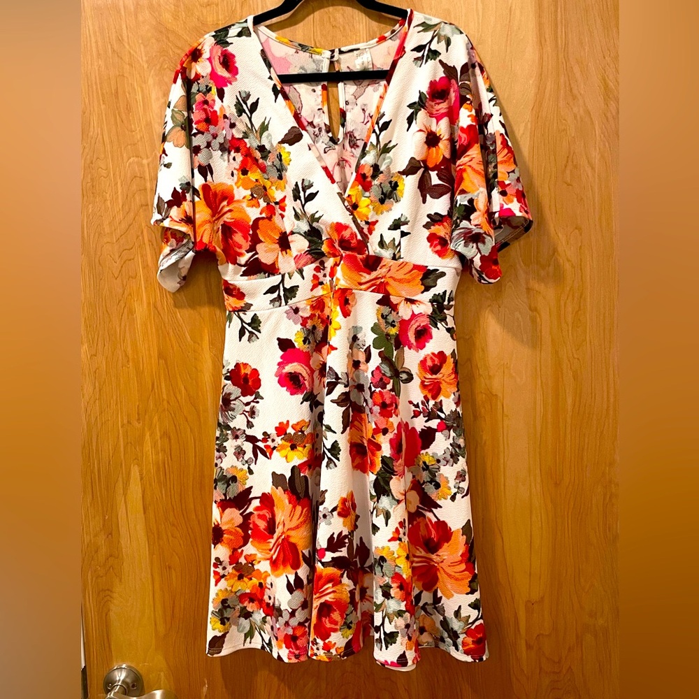 Floral V-Neck Dress - Multicolor